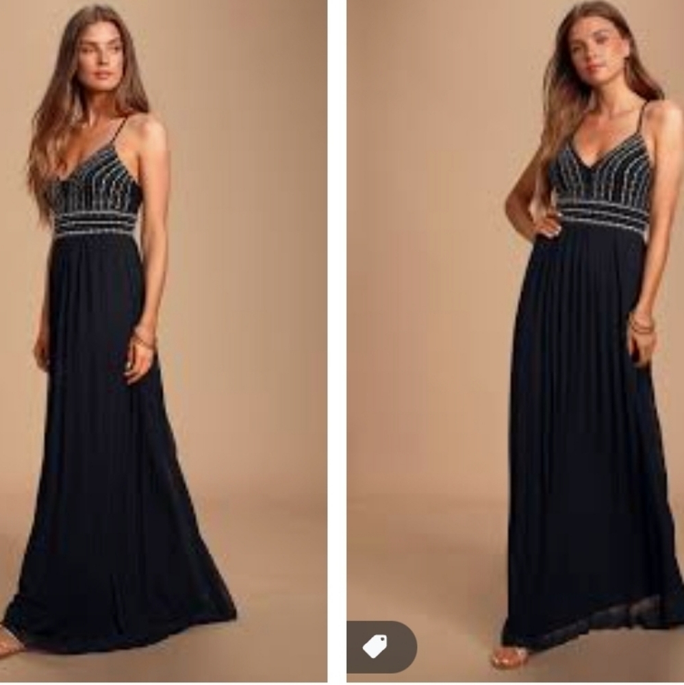 Glamorous Gala Black Embroidered Maxi Dress